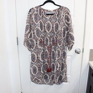 Floreat Anthropologie Sheer Floral w/Gold Thread Dress Size Small